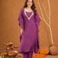 Kohinoor Purple Maslin Aari Kaftan Set
