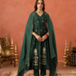 Bottle Green Floral Aari Embroidered Anarkali Set