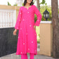 Pink Daisy Chanderi A-Line Kurta Set