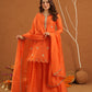 Adaayein Orange Chanderi Zari Sharara Set
