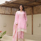 Ella Baby Pink Silk Straight Suit Set