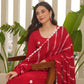 Red Silk Embroidered Leheriya Suit Set