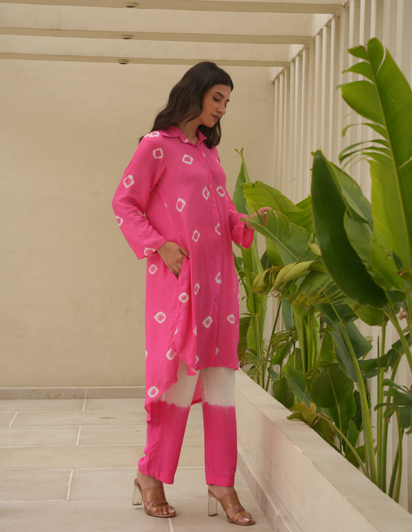 Ivy Pink Bandhani Maslin Co Ord Set