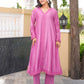 Purple Chanderi Lace Work Kurta Set