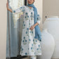TUDOR WHITE COTTON BLOCK PRINT SUIT SET