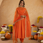 Orange Chanderi Anarkali with Aari Work & Sequin Embellished  Dupatta