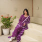 Purple Silk Embroidered Leheriya Suit Set