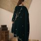 Aamira Deep Green Velvet Kurta With Pants & Dupatta