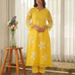 Lemon Yellow Hand Paint Soft Organza Suit Set