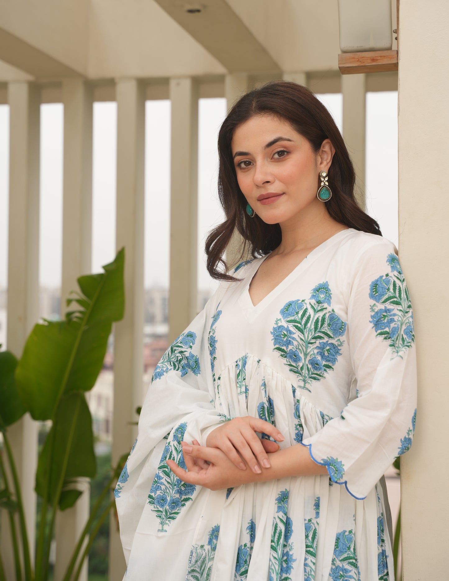 Persia White Block Print Suit Set