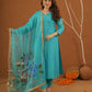 Mayaaz Sky Chanderi With Handpaint Dupatta