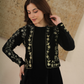 Aira Noir Velvet Embroidered Jacket Dress