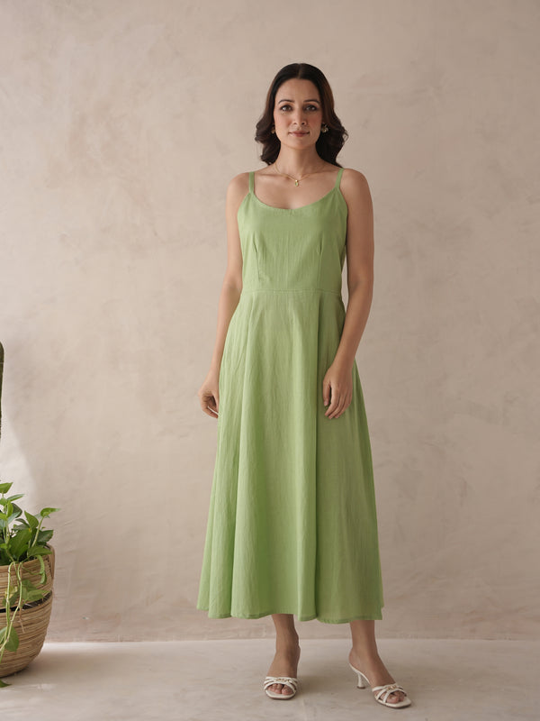 Iri Sage Green Embroidery Cotton Jacket Dress