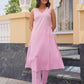 Pink Daisy Chanderi Angrakha Kurta Set
