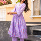 Lavender Daisy Chanderi Angrakha Kurta Set