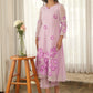 Mauve Blossom Hand Paint Soft Organza Suit Set