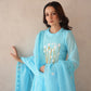 Aurea Sky Blue Doria Embriodered Suit Set