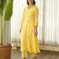 Lemon Yellow Embroidered Chanderi Kurta Set with Pants
