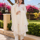 Off White Petal Handwork Chanderi A-Line Kurta Set