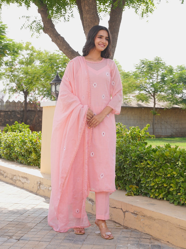 Blush Pink Emboidered Doria Set