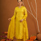 Hayaat Yellow Silk Mirrorwork Suit Set