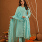 Noormahal Sky Chanderi Aariwork Suit Set