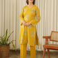 Mustard Bloom Screen Print Cotton Suit Set