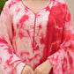 Red Silk Shibori Mirror  Work Staright Suit Set