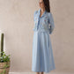 Liliah baby blue embroidery cotton cotton jacket dress