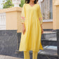 Sunflower Floral Aari Work Chanderi Kurta Set