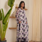 Plumeria Chiffon Floral Straight Suit Set