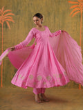 Rani Gulrukh Blush Pink Embroidered Silk Anarkali Set