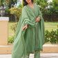 Pista Chanderi Lace Work Kurta Set