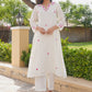 Off White Petal Handwork Chanderi A-Line Kurta Set