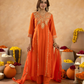 Rust Brown Chanderi A- Line Suit with Aari and Sequnce Work  Detailing