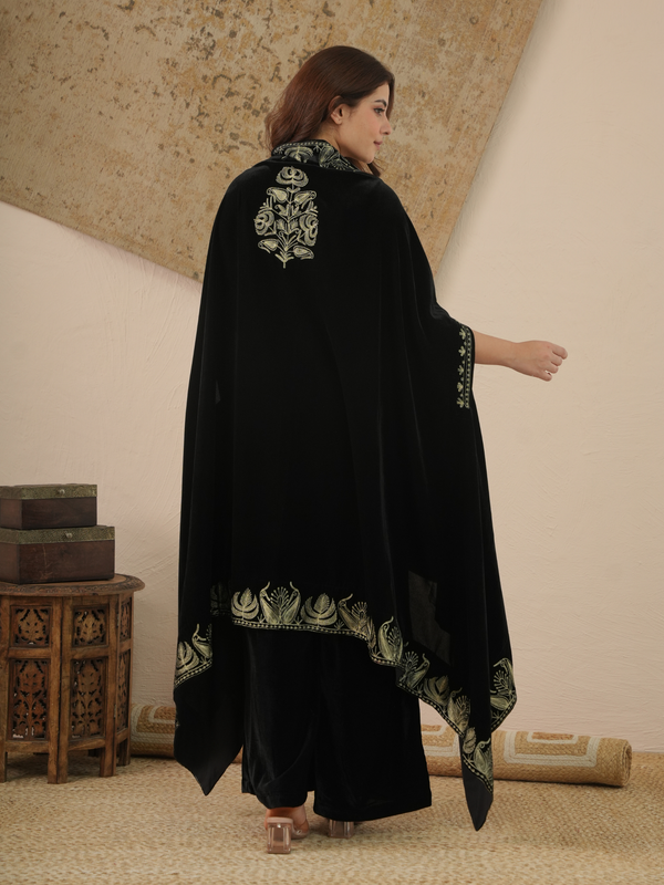 Afsana Black Velvet Co-ord Set with Shrug