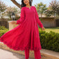 Ruby Bloom Floral Aari Work Chanderi Kurta Set