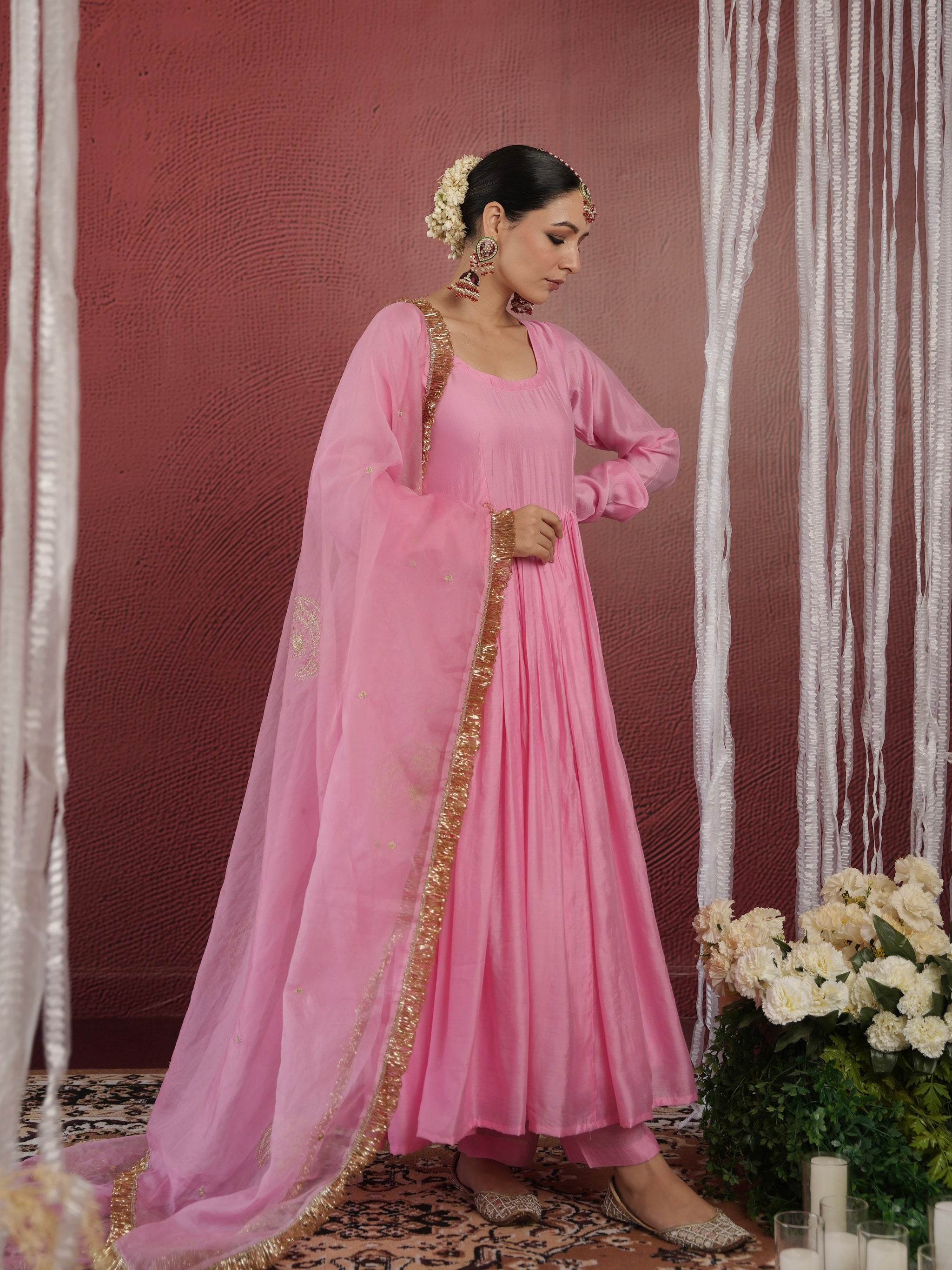 Off-White Zari Woven Mal Chanderi Unstitched Suit