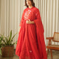 Crimson Red Aari Embroidered Chanderi Suit Set