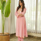 Blush Pink Floral Embroidered Muslin Kurta Set with Pants