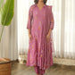 Mauve Pink Embroidered Chanderi Kurta Set with Pants & Dupatta