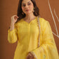 Surror Yellow Chanderi With Handpaint Dupatta