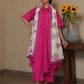 BEE PINK COTTON SUIT SET WITH BLOCK PRINT DUPATTA