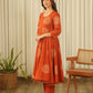 Rust Orange Cotton Screen Print Kurta Set with Pant & Dupatta