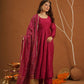 Hoor Pink Silk Anarkali Set With Bandhej Dupatta