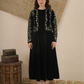 Aira Noir Velvet Embroidered Jacket Dress