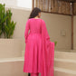 Pink Chanderi Aari Embriodered Suit Set