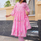 Pink Daisy Chanderi Angrakha Kurta Set