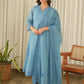 Powder Blue Aari Embroidered Doria Suit Set