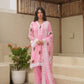 Saga Pink Handpaint Chiffon Suit Set